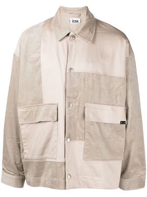 izzue patchwork shirt jacket - Neutrals