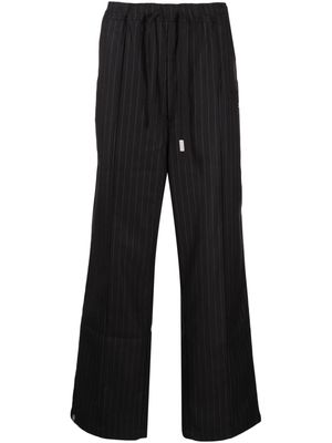 izzue pinstripe elasticated-waist straight-leg trousers - Black