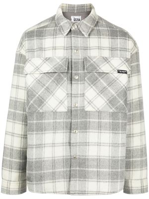 izzue plaid-check pattern shirt jacket - Grey