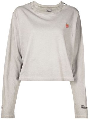 izzue print-detail long sleeve T-shirt - Grey