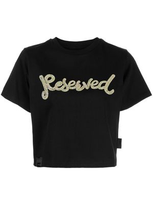 izzue Reserved beaded cropped T-shirt - Black