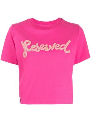 izzue Reserved beaded cropped T-shirt - Pink