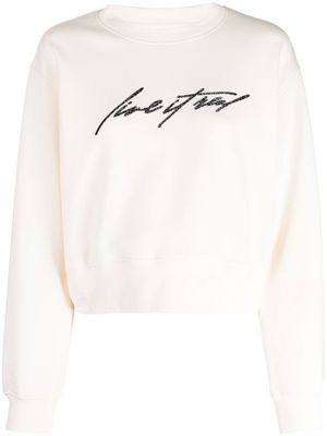 izzue rhinestone-embellished crew-neck sweatshirt - White