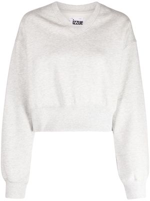 izzue rhinestone-embellished V-neck sweatshirt - Grey