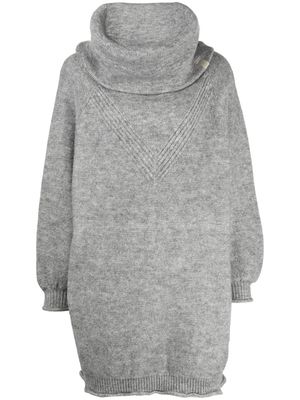 izzue roll-neck knitted minidress - Grey