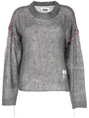 izzue sheer-knit contrast-stitch jumper - Grey