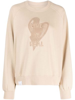 izzue slogan-embroidered cotton sweatshirt - Brown