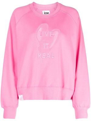 izzue slogan-embroidered cotton sweatshirt - Pink