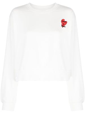 izzue slogan-embroidered cotton sweatshirt - White