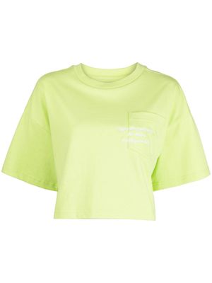 izzue slogan-embroidered cotton T-shirt - Green