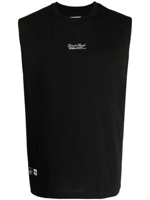 izzue slogan-embroidered cotton tank top - Black