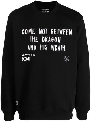 izzue slogan-embroidered crew-neck sweatshirt - Black