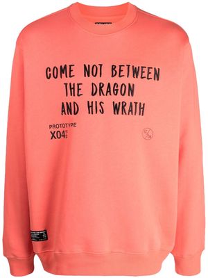 izzue slogan-embroidered crew-neck sweatshirt - Orange