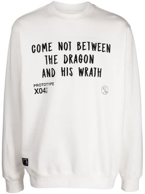 izzue slogan-embroidered crew-neck sweatshirt - White