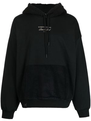 izzue slogan-embroidered hybrid hoodie - Black