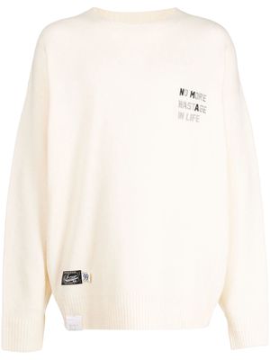 izzue slogan-embroidered knitted sweatshirt - Neutrals