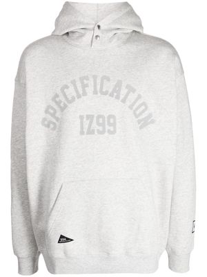 izzue slogan-embroidered press-stud hoodie - Grey