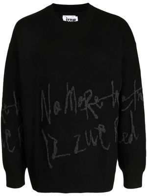 izzue slogan-embroidered ribbed jumper - Black