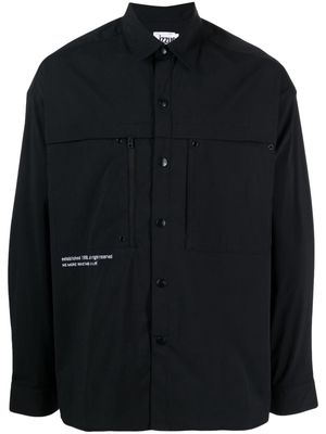 izzue slogan-embroidered shirt - Black