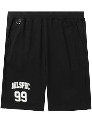 izzue slogan-print cotton track shorts - Black