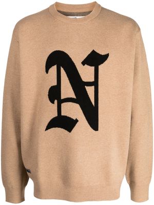 izzue slogan-print long-sleeve sweatshirt - Brown