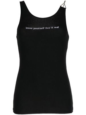 izzue slogan-print U-neck vest - Black