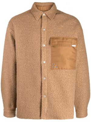 izzue spread-collar shirt jacket - Brown