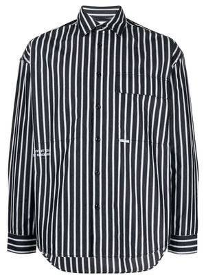 izzue striped button-up shirt - Black