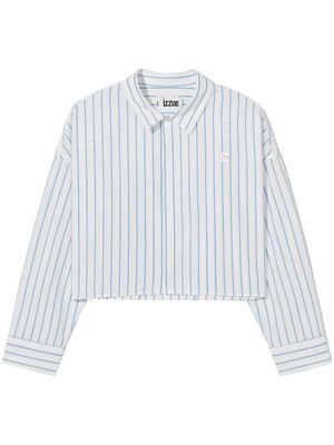 izzue striped cotton cropped shirt - White