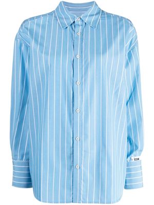 izzue striped pointed-collar long-sleeve shirt - Blue