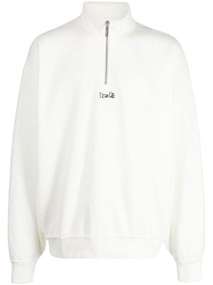 izzue stud-embellished half-zip sweatshirt - White