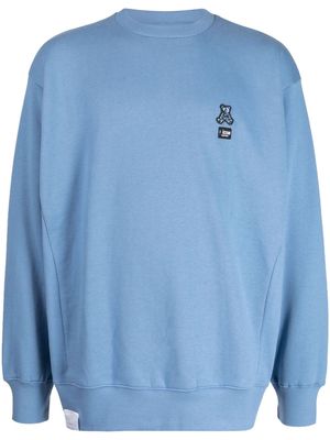 izzue Teddy bear-patch fleece sweatshirt - Blue