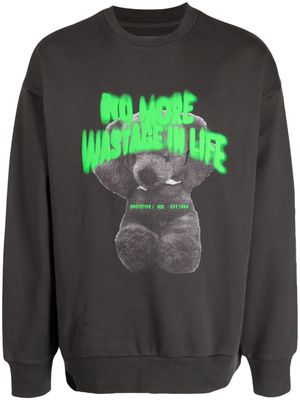 izzue teddy bear-print jersey-texture sweatshirt - Grey