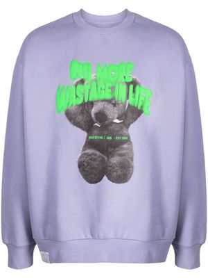 izzue teddy bear-print jersey-texture sweatshirt - Purple