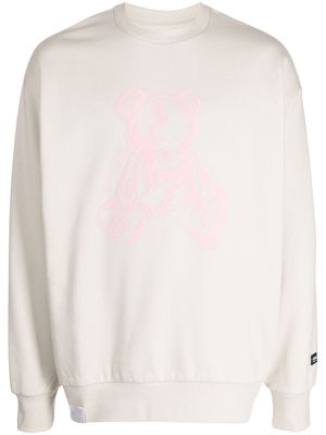 izzue teddy bear-print sweatshirt - Neutrals