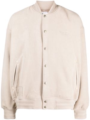 izzue text-embroidered press-stud bomber jacket - Brown