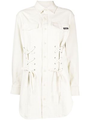 izzue tie-front shirt dress - White