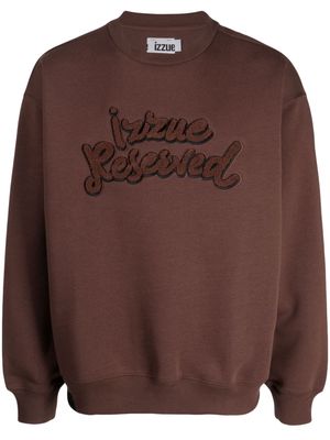 izzue towelling logo-appliqué sweatshirt - Brown