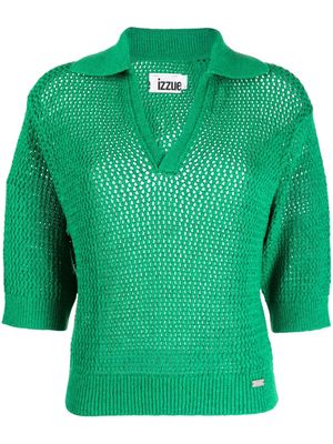 izzue V-neck crochet jumper - Green