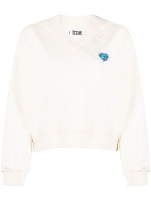 izzue V-neck drop-shoulder sweatshirt - White