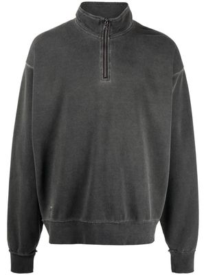 izzue washed-effect zip collar sweater - Grey