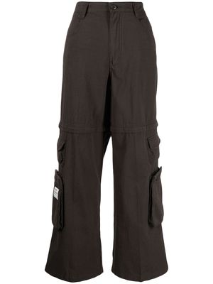 izzue wide-leg cotton cargo trousers - Black