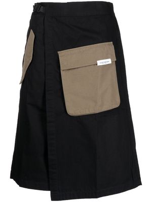izzue wrap-style A-line midi skirt - Black
