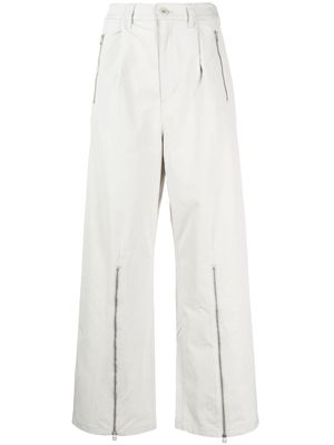 izzue zip-detail wide-leg trousers - White