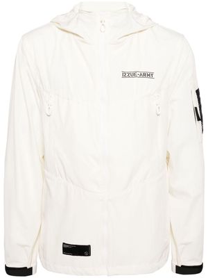 izzue zip-up hooded windbreaker - White