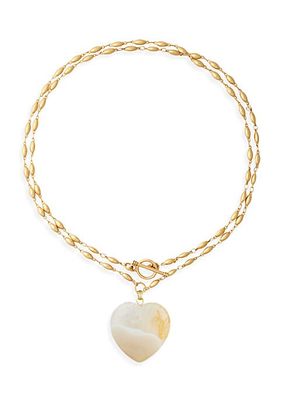 Izzy 24K-Gold-Plated & Agate Heart Pendant Necklace