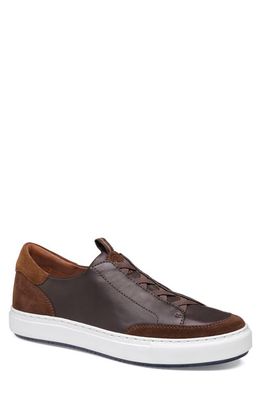 J & M COLLECTION Anson Lace to Toe Sneaker in Dark Brown Sheepskin/Suede