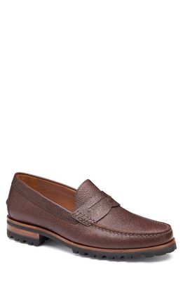 J & M COLLECTION Baldwin Lug Penny Loafer in Mahogany Scotch Grain