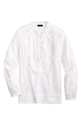 J. Crew Floral Eyelet Ruffled Long Sleeve Shirt in White Ivory