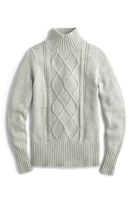 J. Crew Mock Neck Center Cable Knit Sweater in Heather Dusk